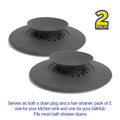 Silicone Bathtub Stopper and Kitchen Sink Strainer - 2 Pack.