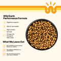 Wild Earth plant-based dog food with high protein, omega 3 & 6, and no artificial additives or animal by-products.